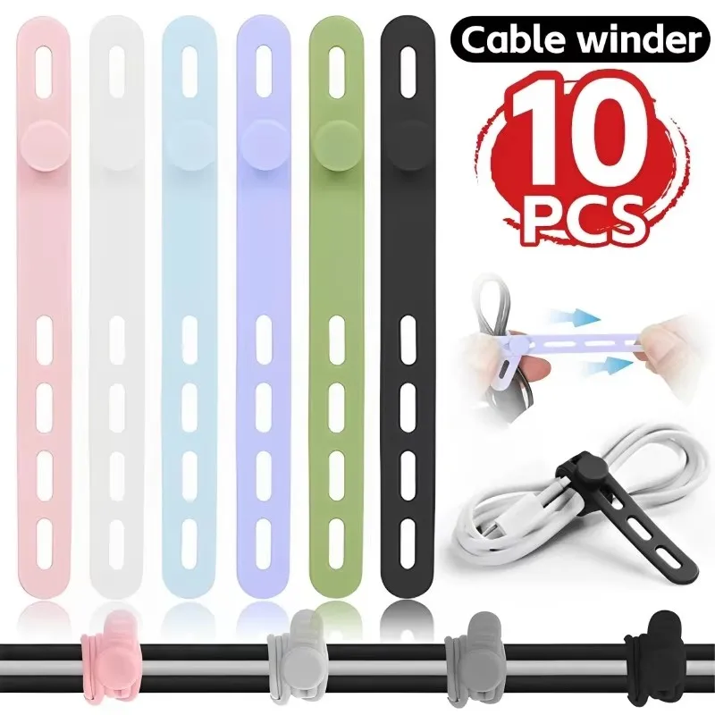 Cable Management Sleeve - Silicone Cable Ties Assorted Color Reusable