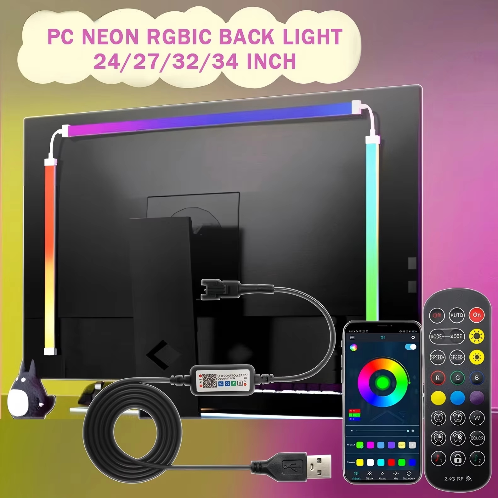 Pc Zotac Gaming - 24-34inch Monitor LED RGBIC Gaming Neon