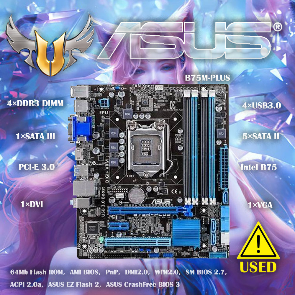 Pc Zotac Gaming - Asus B75M-PLUS Original Desktop Motherboard Intel